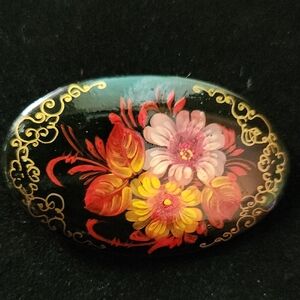 Floral Painted Brooch